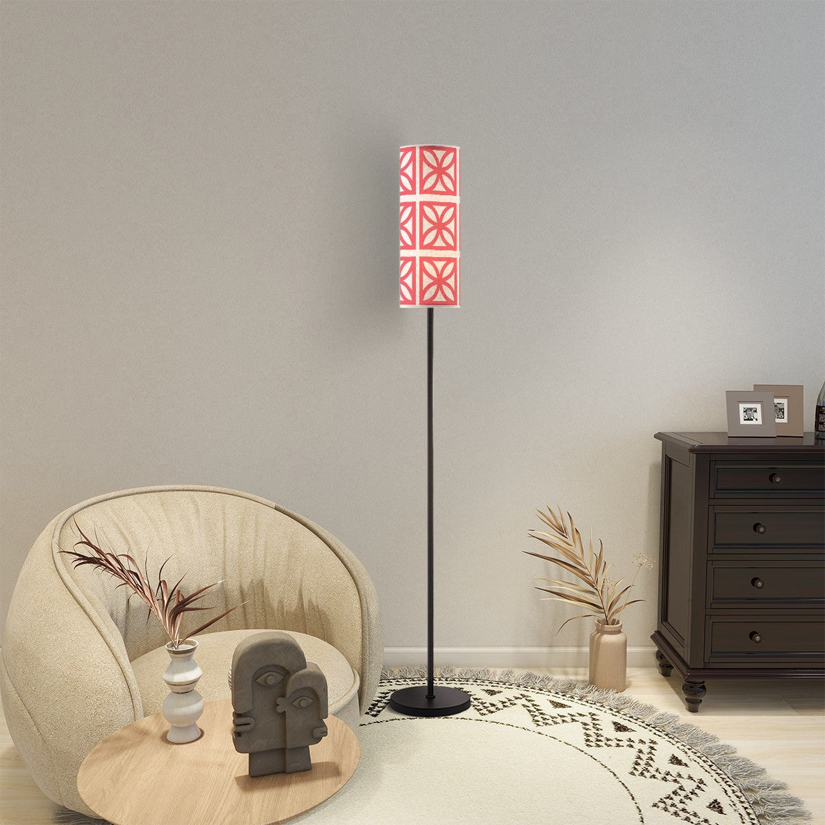 Mid Century Modern Breeze Block Coral Color Mod Slim Floor Lamp - Mid Century Modern Gal