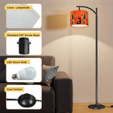 Mid Century Modern Atomic Cat , Orange Geometric Starburst Sputnik Designed Retro Arc Floor Lamp - Mid Century Modern Gal