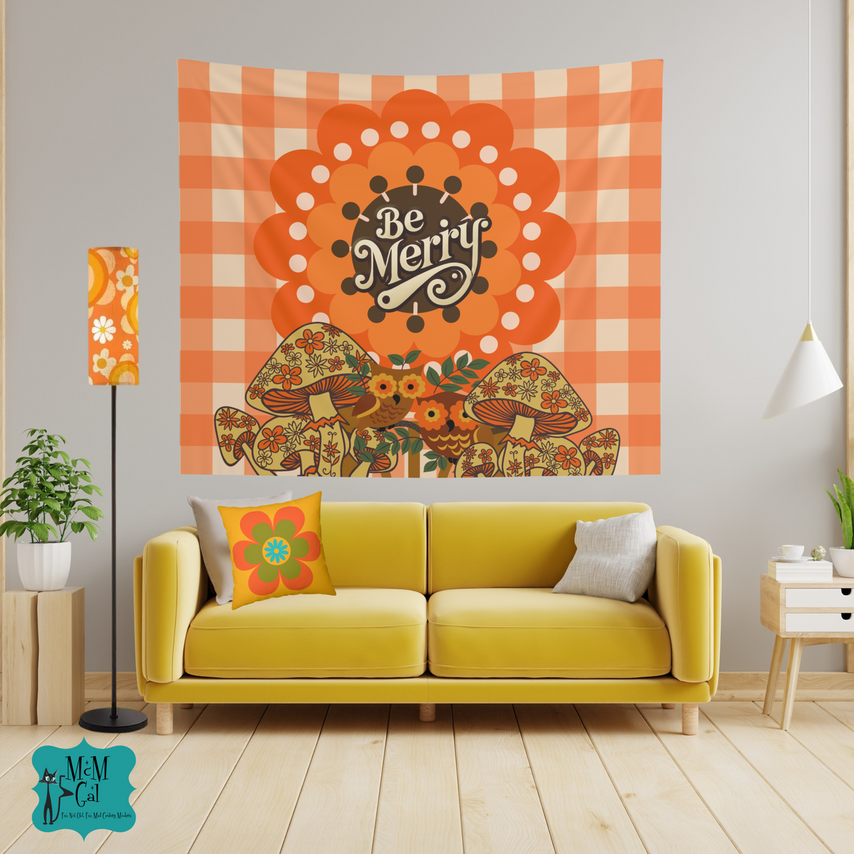 Sears Merry Mushroom 70s. Be Merry Indoor Wall Tapestry, Cozy Home Decor, Boho  Tapestry Wall Hanging, - Mid Century Modern Gal