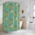 Atomic Boomerang, Green, Mid Century Modern Geometric Retro Shower Curtain Home Decor 71" × 74"