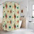 Mid Century Modern Shower Curtain, Franciscan Diamond Starburst Retro Beige, Yellow, Teal  MCM Home Decor 71" × 74"