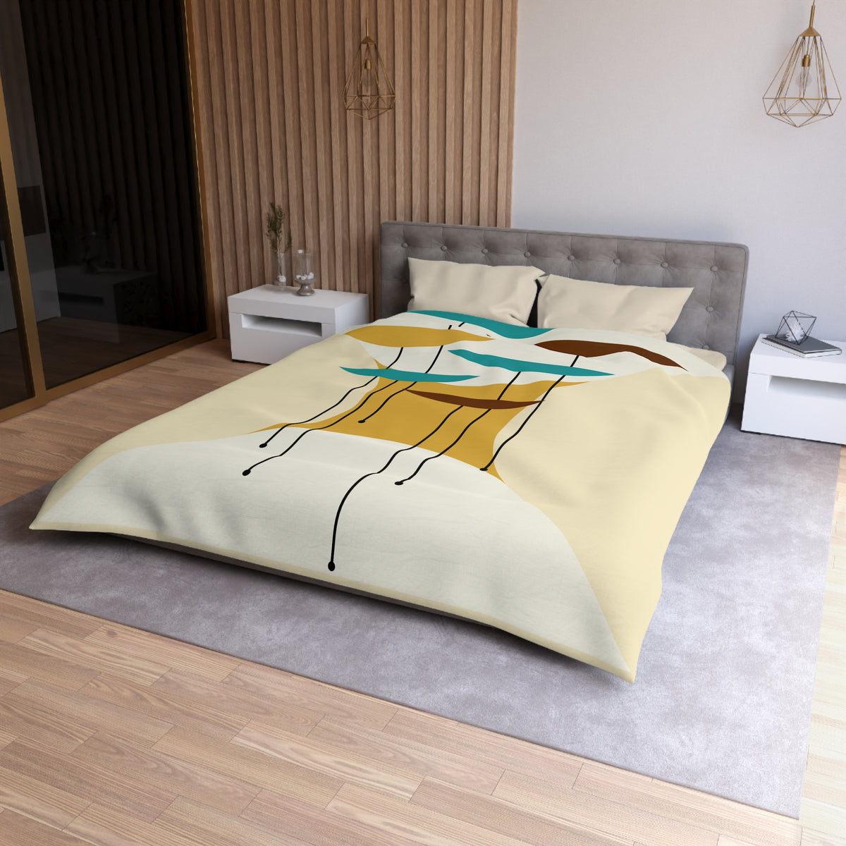 Mid Century Modernist, Minimalist Creamy Abstract MCM Retro  Duvet Cover - Mid Century Modern Gal