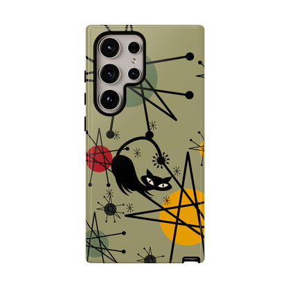 Mid Century Modern Atomic Cat, Retro Chic Groovy Mod Samsung, Smart Phone Tough Cases