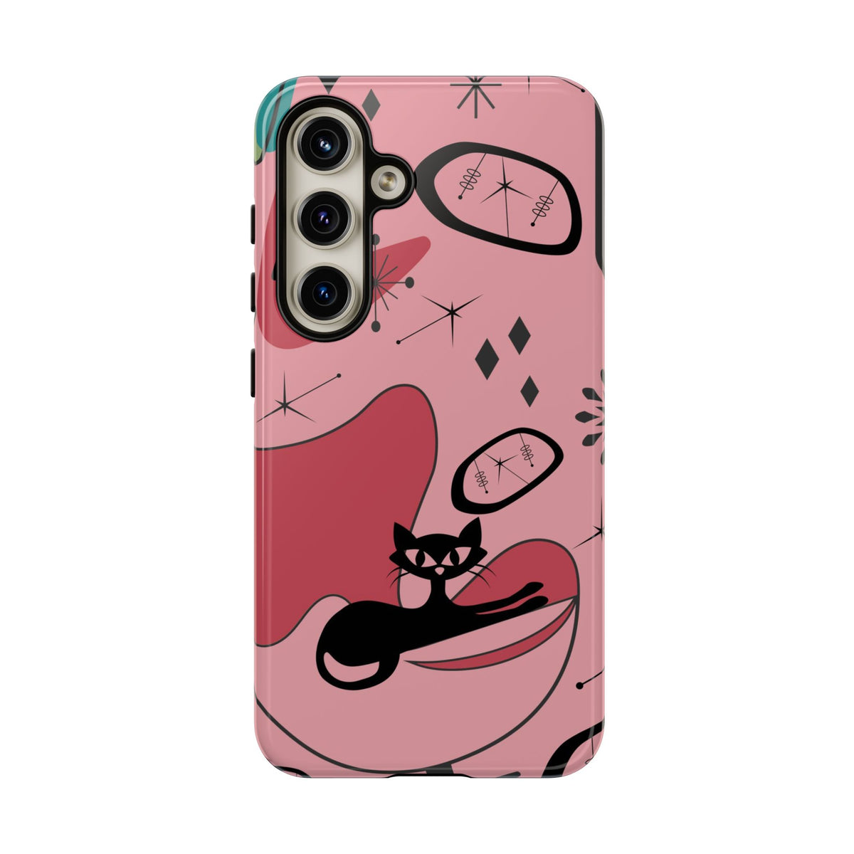 Atomic Cat, Pink Mid Century Modern, Egg Chair, Space Cat Tough Phone Case