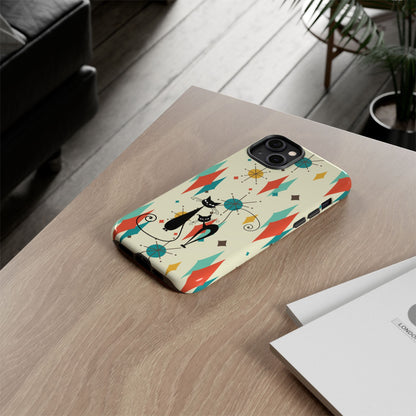 Atomic Kitty Cat, Mid Mod Franciscan Pattern, Kitsch Tough Phone Cases