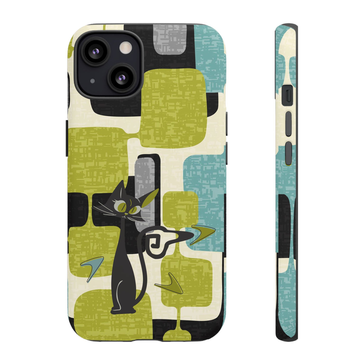 Mid Century Modern Geometric Kitschy Cat, Boomerang Retro Smart Phone Tough Cases - Mid Century Modern Gal