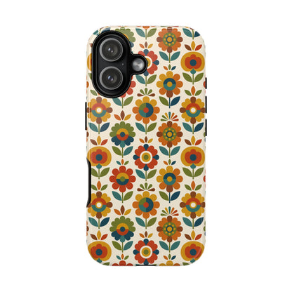 Mid Century Modern Scandinavian Floral Earth Tones Tough Phone Case