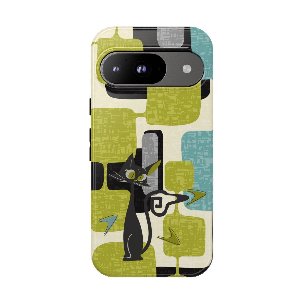 Mid Century Modern Geometric Kitschy Cat, Boomerang Retro Smart Phone Tough Cases