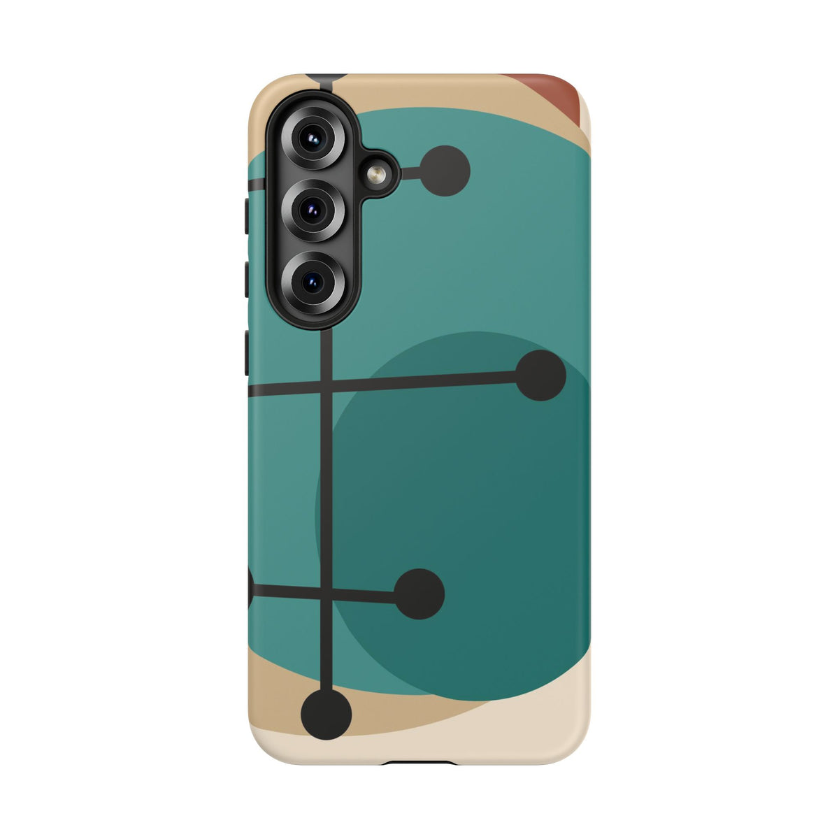 Mid Century Mod, Geometric, Retro Beige Teal Blue, Smart Phones Tough Phone Cases
