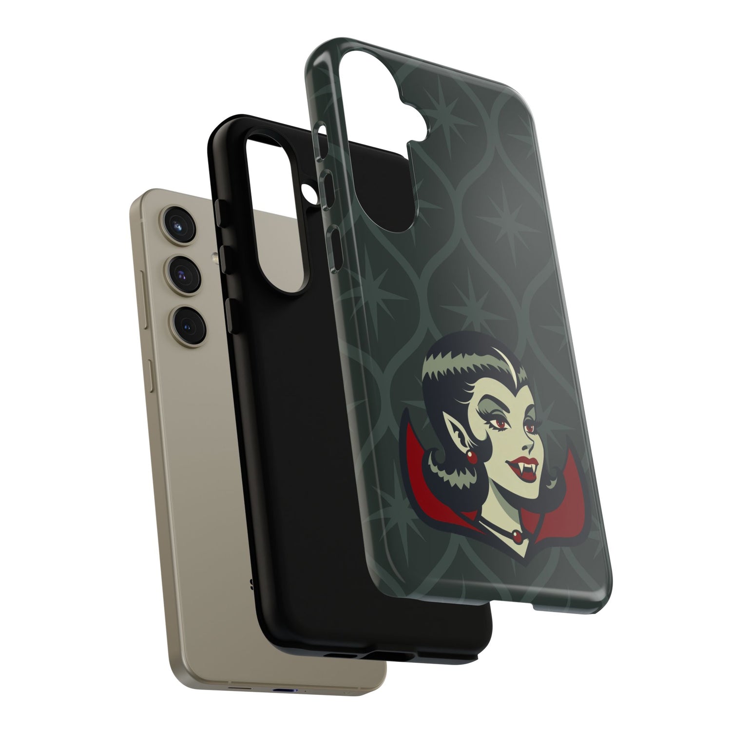 Vampire Dracula Girl Halloween Goth Horror Buff MCM Green Tough Phone Case
