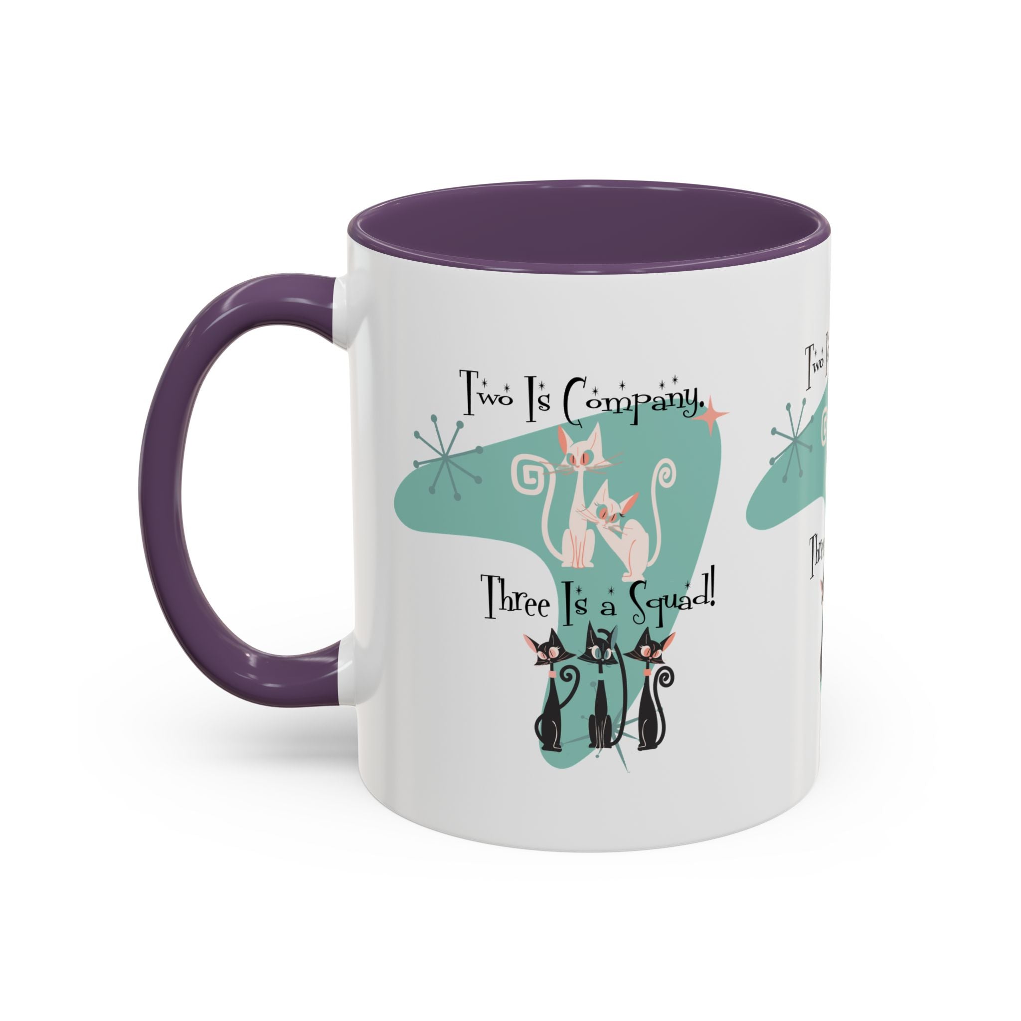 Atomic Cat Mug, Kitschy Cute Co-Worker, Best Mid Mod Charming Cat Coffee Mug - Mid Century Modern Gal