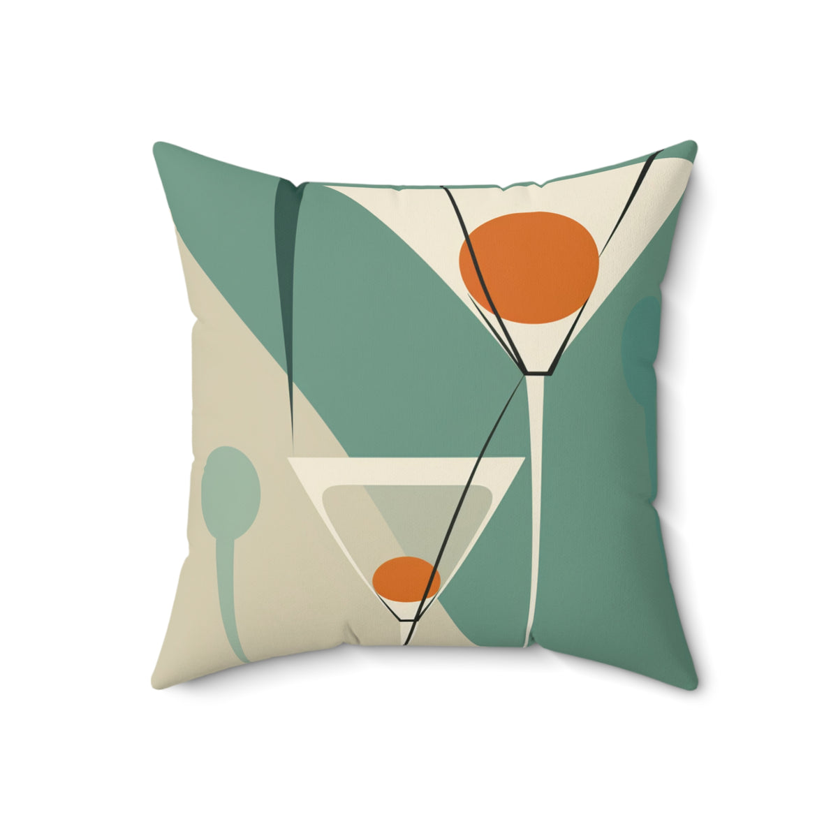 Modern Martini Decor Pillow - Stylish Spun Polyester Square Cushion for Home - Mid Century Modern Gal
