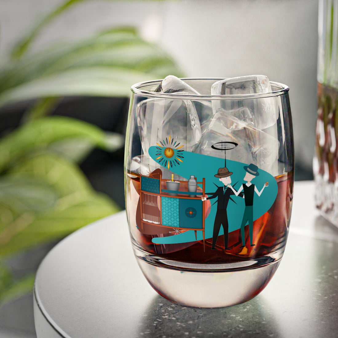 Mid Century Modern Kitschy Fun Gay Male Couple Whiskey Glass - Mid Century Modern Gal