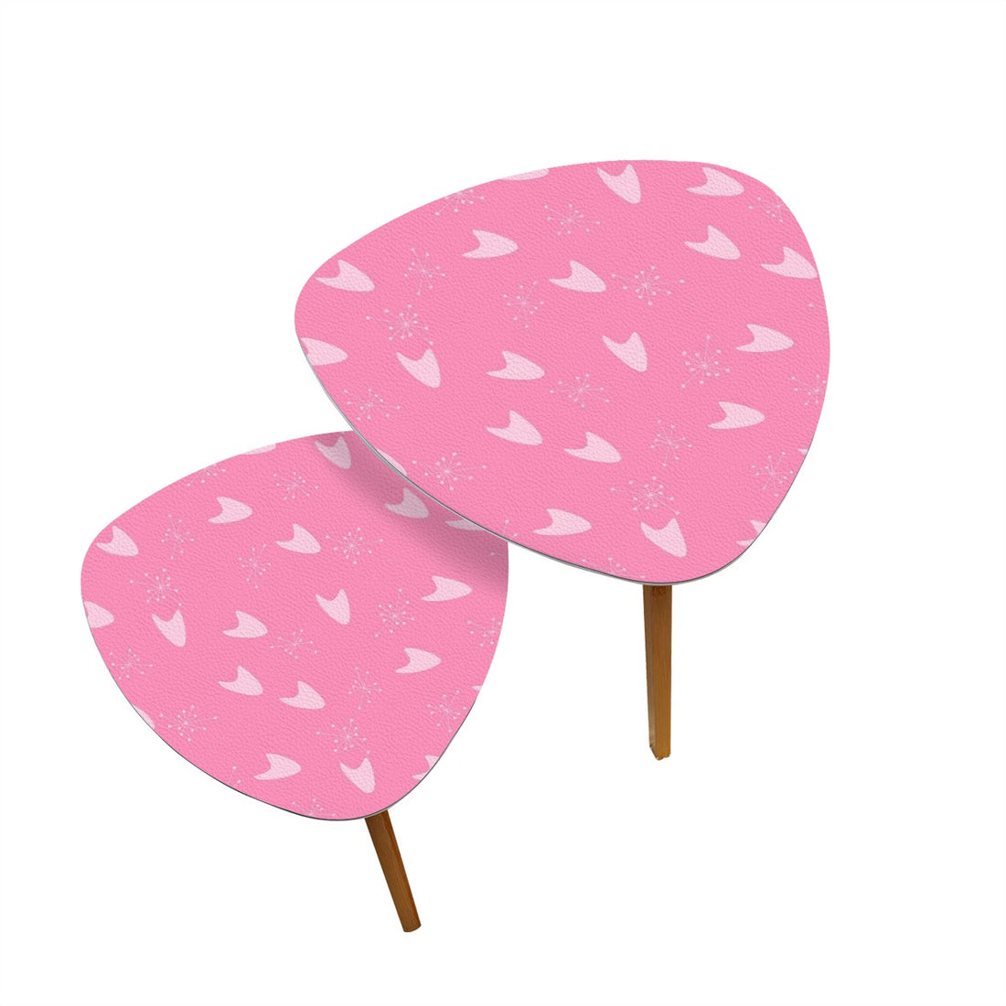 Atomic Starburst 50s Pink Boomerang Mid Mod Nesting Tables - Mid Century Modern Gal