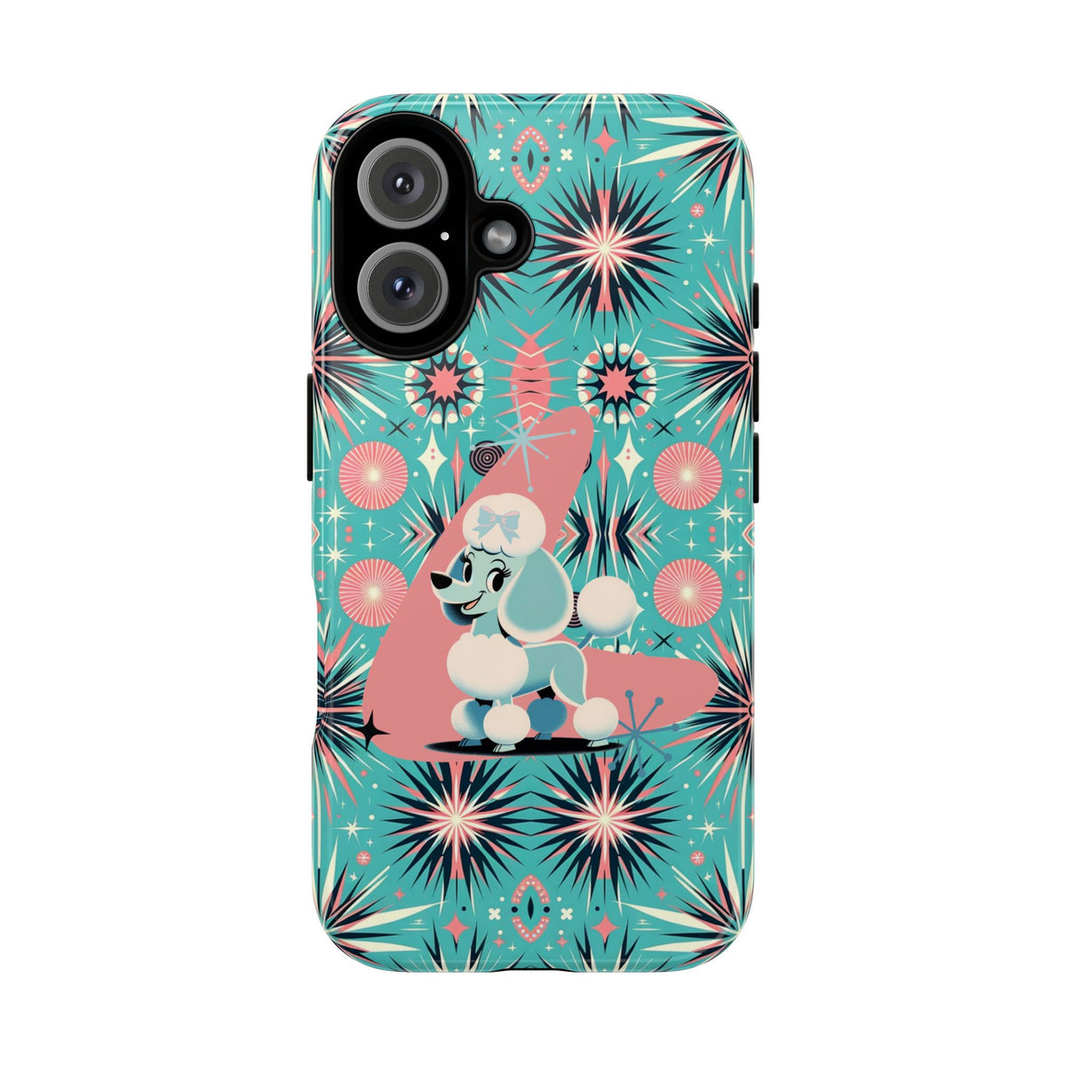 1950s Mid Century Modern Atomic Pink, Poodle Retro Smart Phone Tough Cases