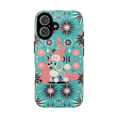 1950s Mid Century Modern Atomic Pink, Poodle Retro Smart Phone Tough Cases