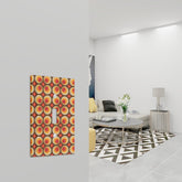 Retro Groovy Space Orbs, Orange Brown Faux Leather Texture Switch Cover 1-Gang 1 Toggle - Mid Century Modern Gal