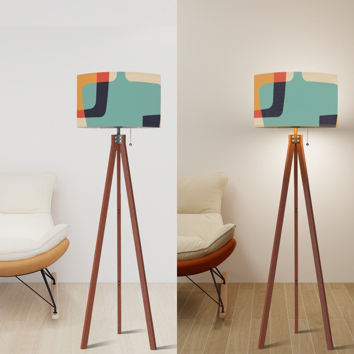 Mid Century Modern Tripod Floor Lamp Mid Mod Geometric MCM Modern Lighting - Mid Century Modern Gal