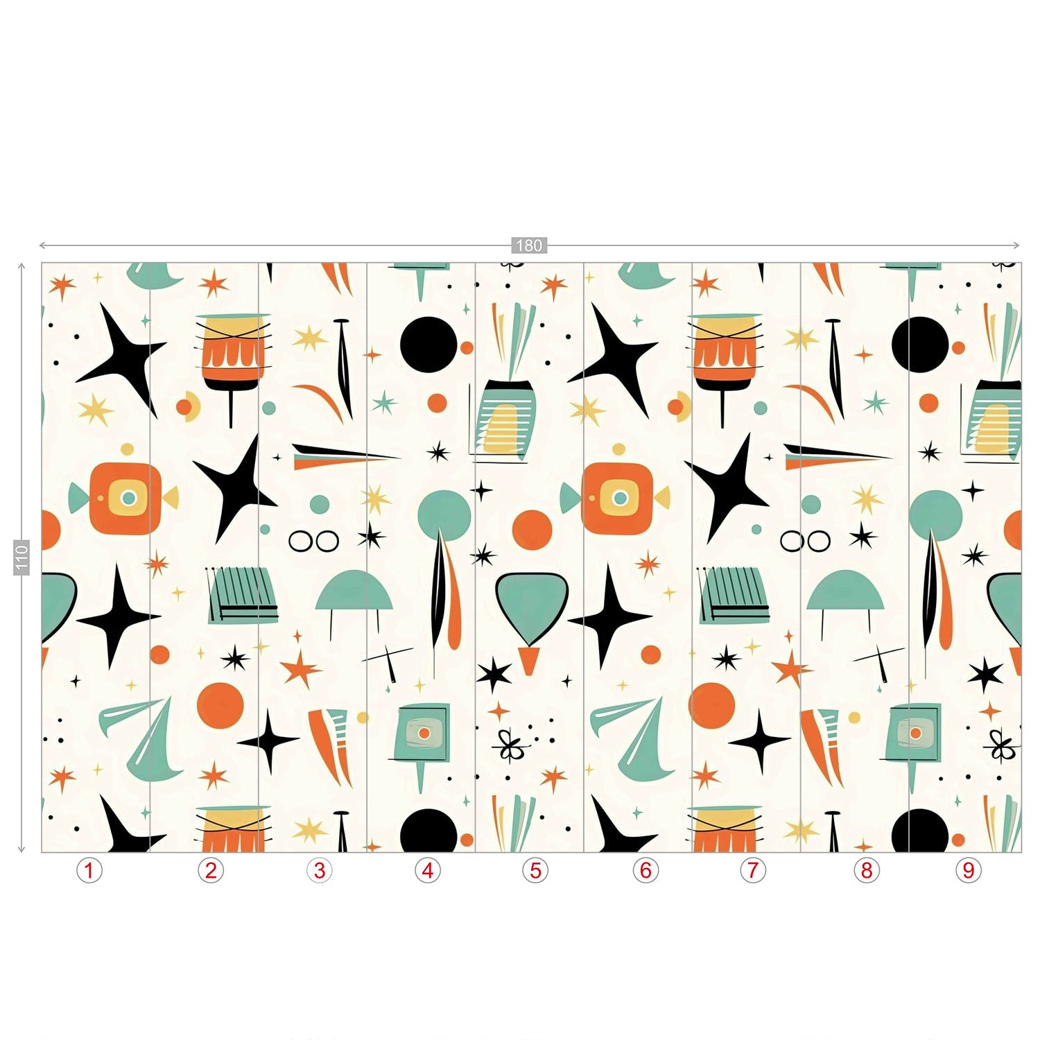 Mid Century Modern Wallpaper Wall Murals, Peel And Stick Starbursts Retro Designs - Mid Century Modern Gal