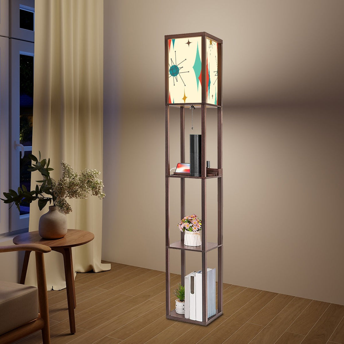 Mid Century Modern Franciscan Starburst, Floor Lamp with Shelves - Mid Century Modern Gal