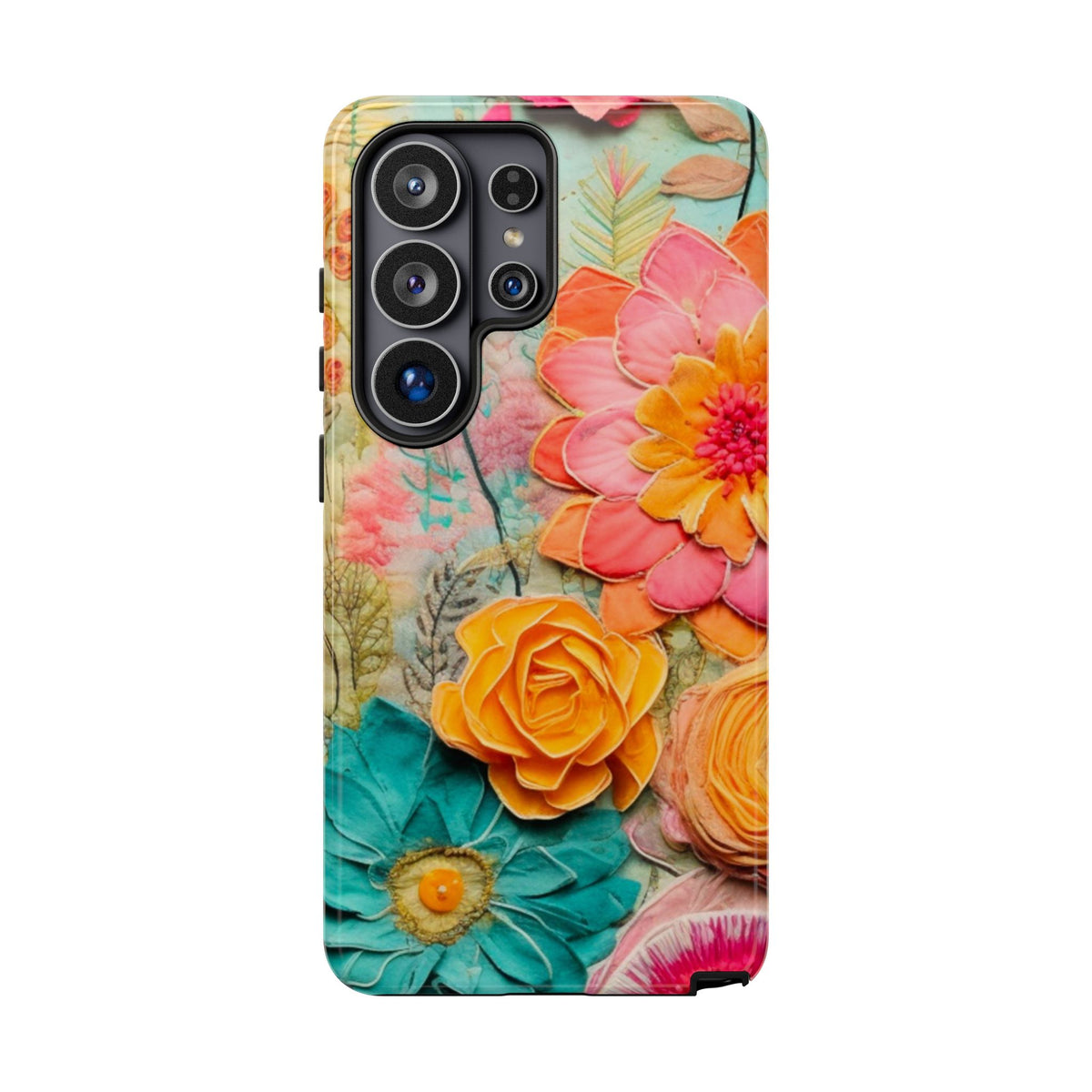 Boho Retro Floral Faux Pressed Flowers Smart Phone Tough Phone Cases