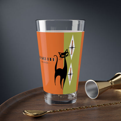 Mid Century Modern Barware Starlite Lounge Atomic Retro Cat Glass - 16oz Cocktail Glass for Stylish Entertaining - Mid Century Modern Gal