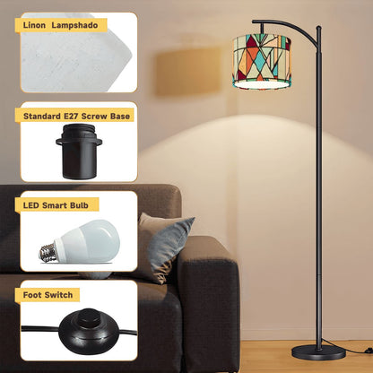 Mid Century Modern Arc Floor Lamp Faux Glass Stained Modern Designed Lighting - Mid Century Modern Gal