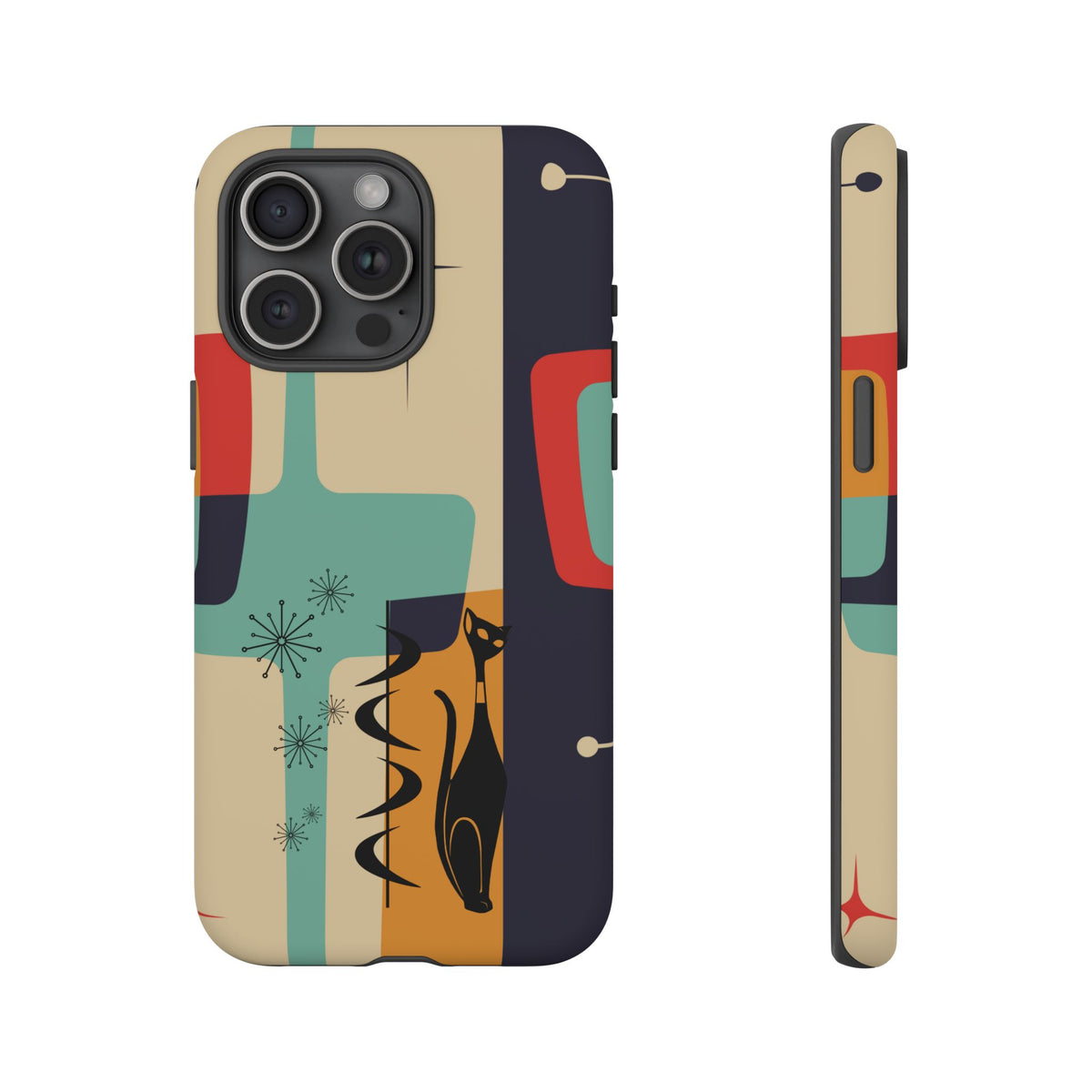 Mid Century Modern, Geometric, Atomic Cat Groovy Smart Phones Tough Phone Cases