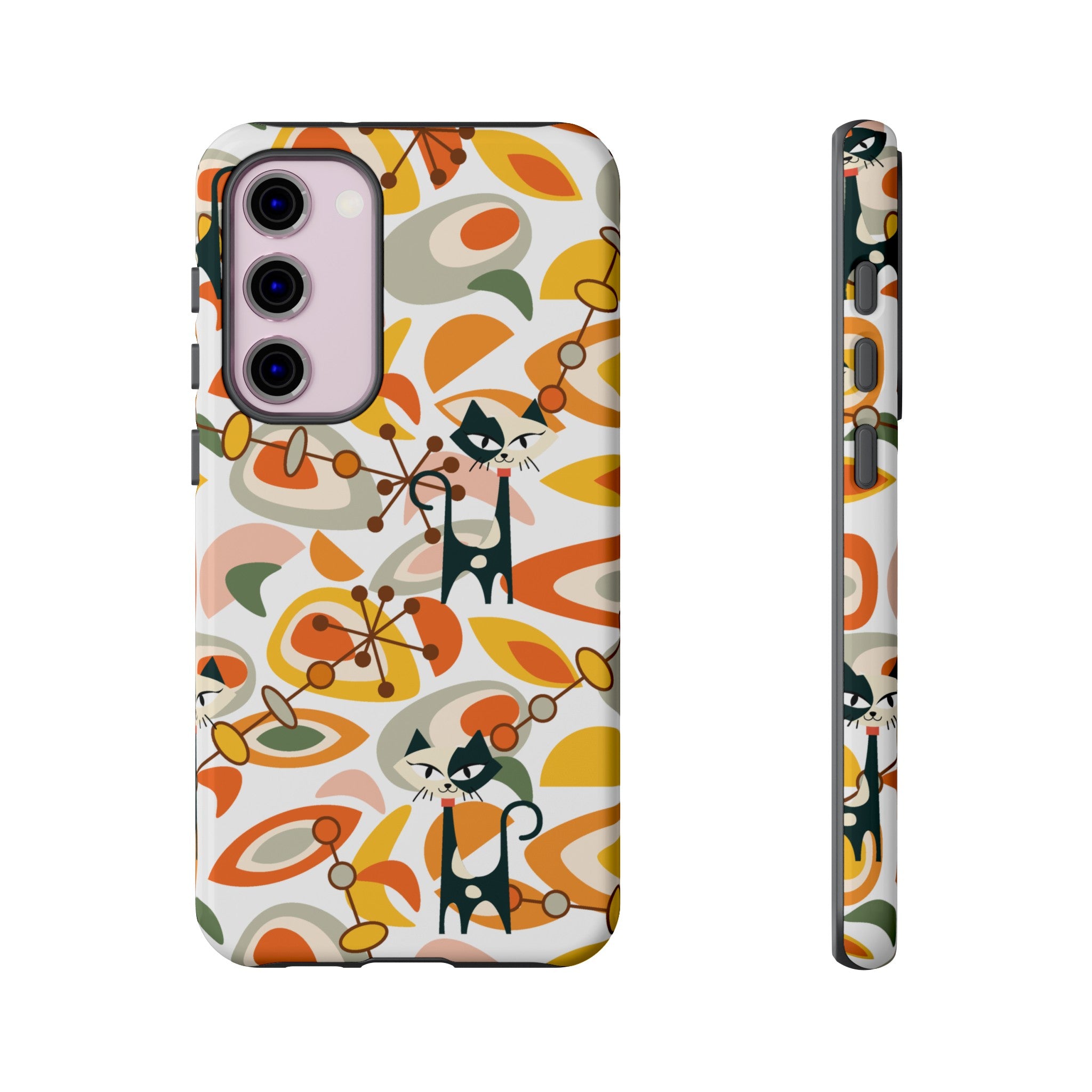 Atomic Cat Mid Mod Orange, Yellow, Groovy Cat Smart Phone Tough Cases