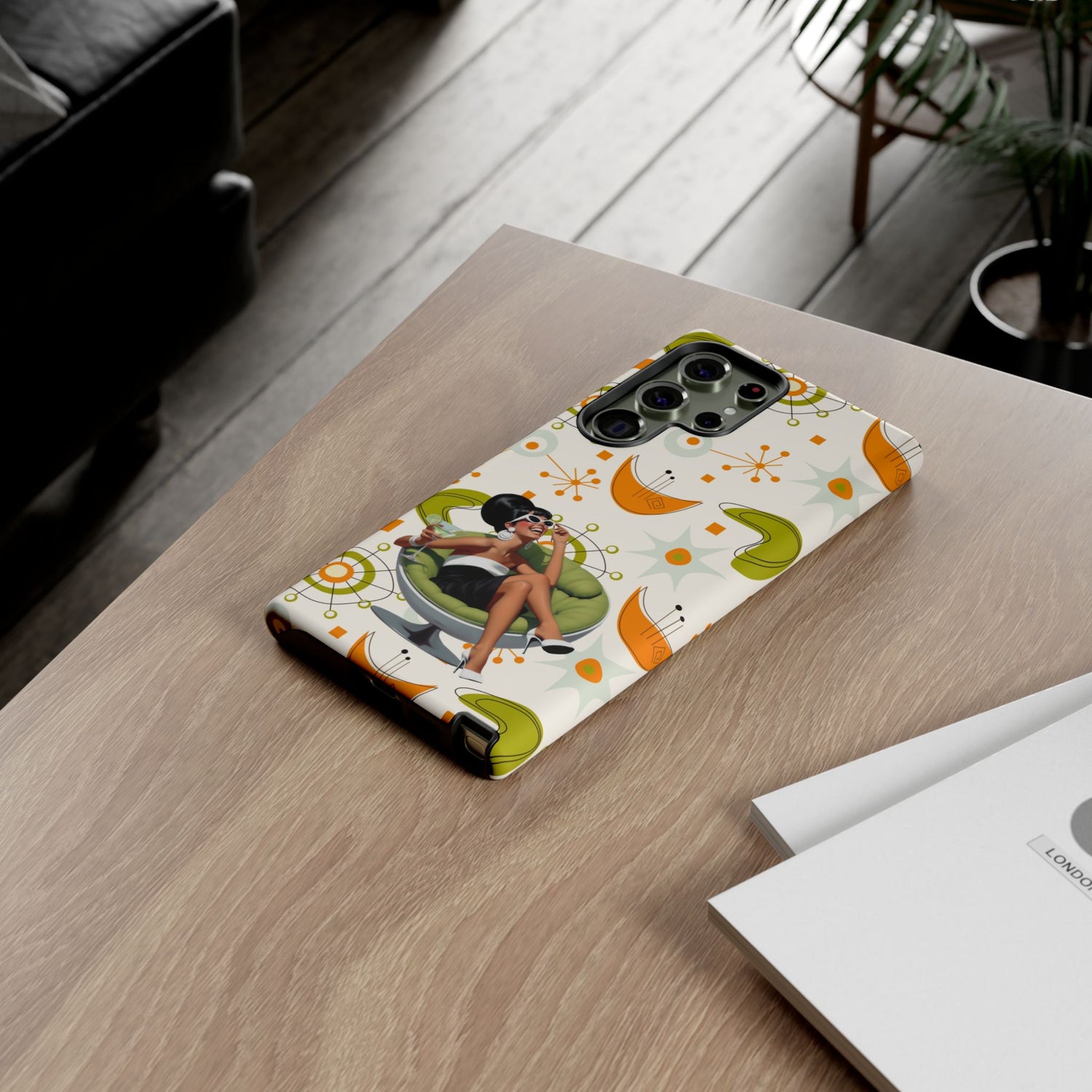 Mid Century Modern Atomic Starburst Mid Mod 60s Gal Retro Chic Tough Phone Case with Vintage Glamour Design