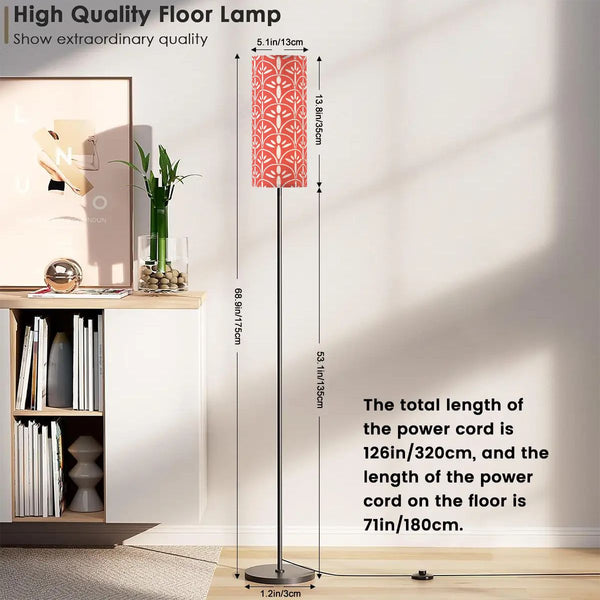 Art Deco Colorful Abstract Floor Lamp | Coral And White Mid Century Modern Lighting