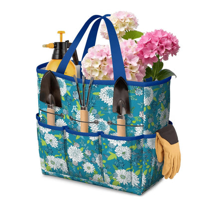 Chinoiserie Floral Teal Green White Elegant Garden Tool Bag - Mid Century Modern Gal