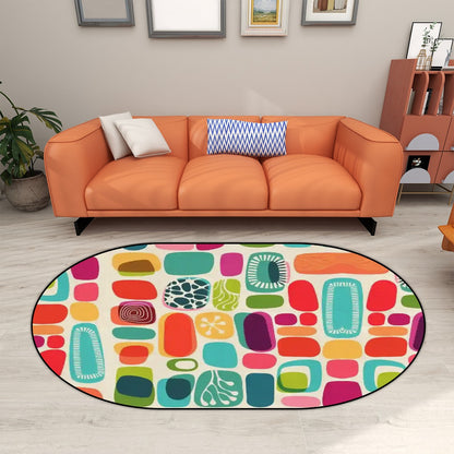 Mid Century Modern Amoeba Designed Oval Area Rug Mat - Mid Century Modern Gal