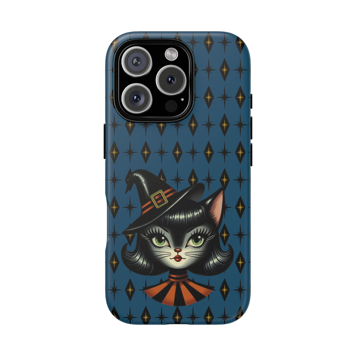 Vintage Halloween Black Cat Sexy Sexton Mid Century Modern Blue Tough Phone Case