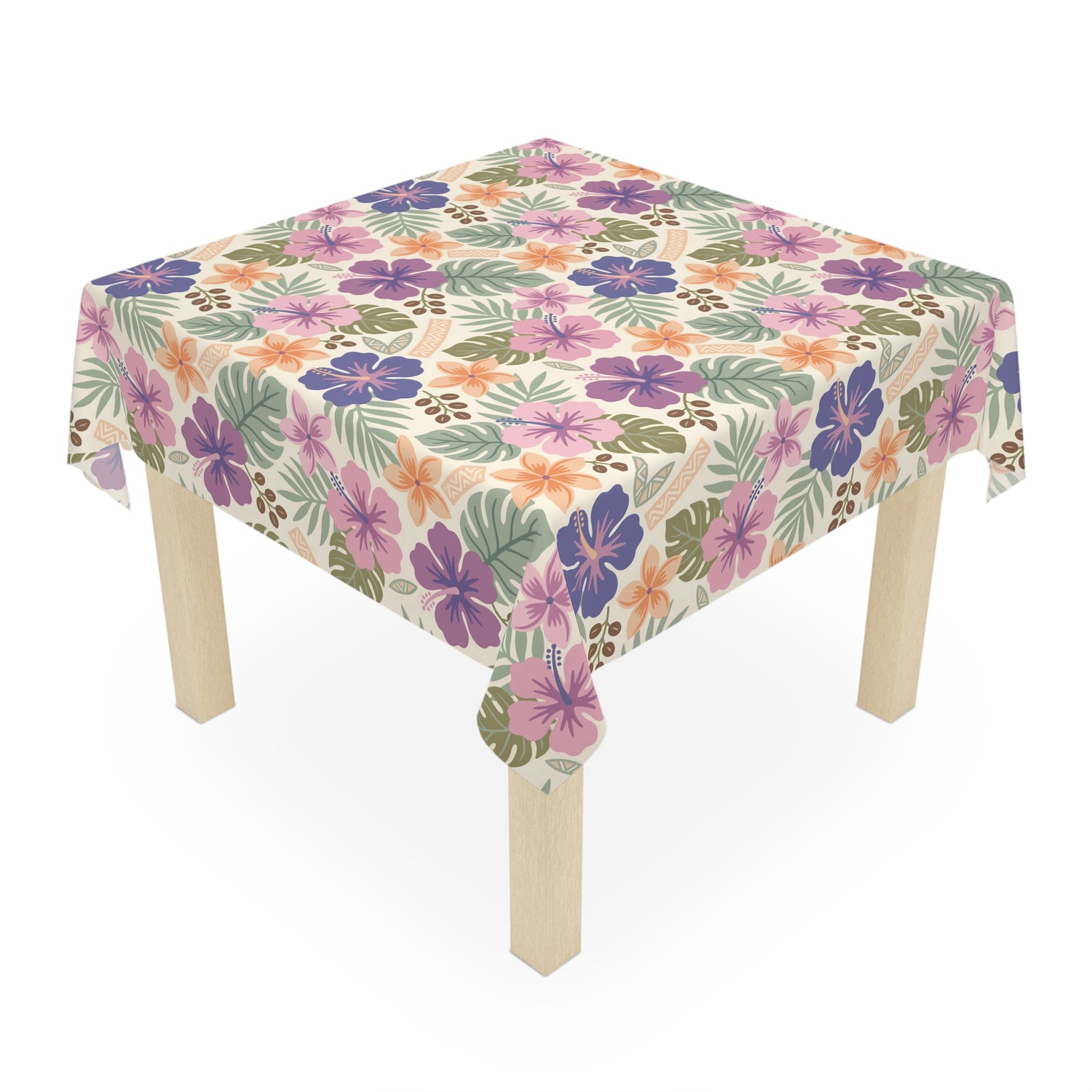 Retro Tropical Tiki Summer, Hawaiian Hibiscus Purple Tablecloth - Mid Century Modern Gal