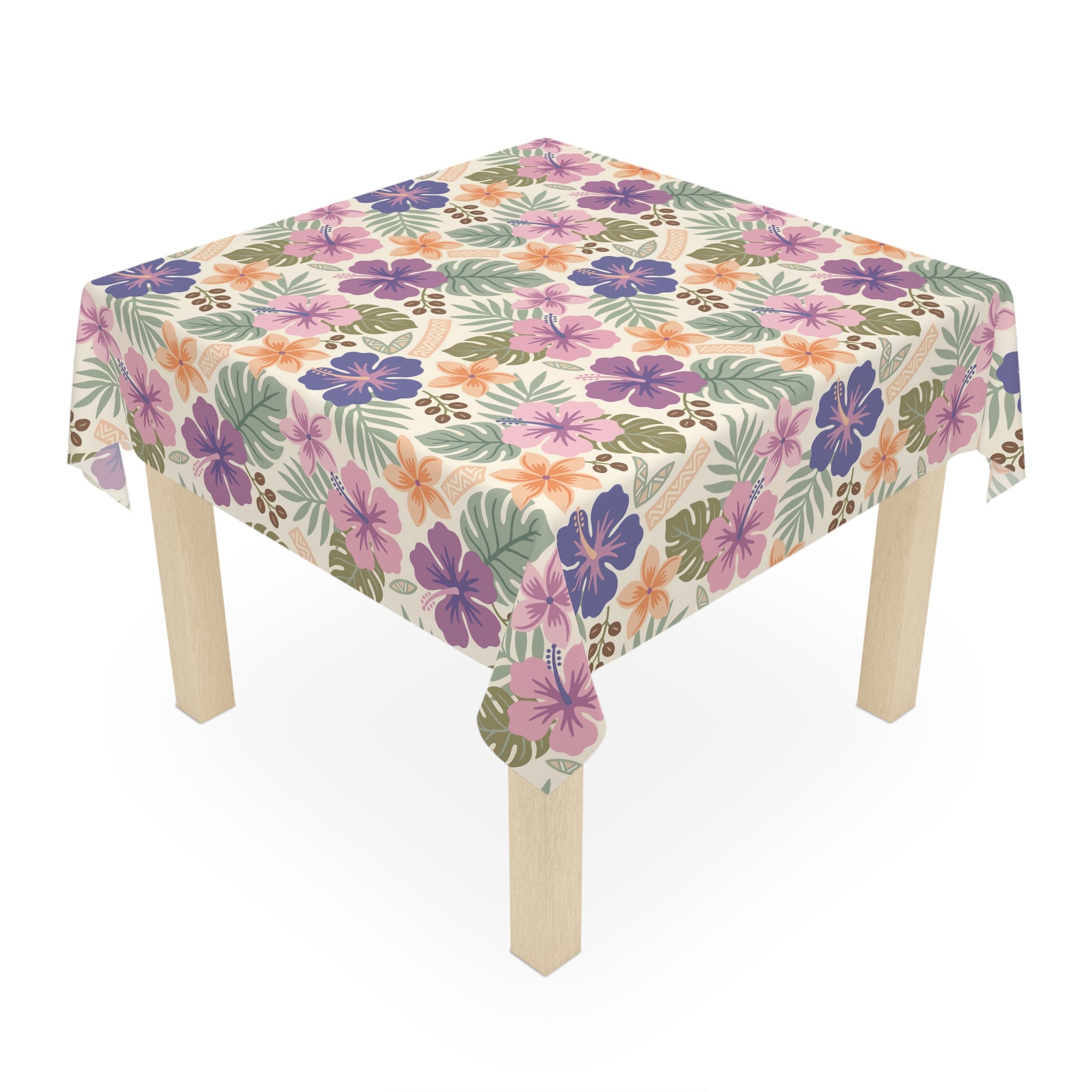 Retro Tropical Tiki Summer, Hawaiian Hibiscus Purple Tablecloth - Mid Century Modern Gal