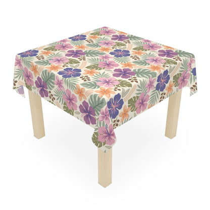 Retro Tropical Tiki Summer, Hawaiian Hibiscus Purple Tablecloth - Mid Century Modern Gal