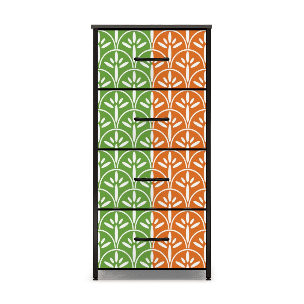Art Deco Modern Green Grass and Tangerine Orange Stylish &amp; Functional 4-Drawer Dresser - Mid Century Modern Gal