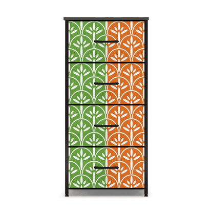 Art Deco Modern Green Grass and Tangerine Orange Stylish &amp; Functional 4-Drawer Dresser - Mid Century Modern Gal
