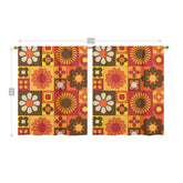 70s Flower Power Retro Orange Brown Yellow Mid Mod Window Curtains (two panels) - Mid Century Modern Gal