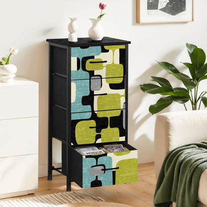 Mid Century Modern Geometric Designed Mod Teal Green 4-Drawer Dresser - Mid Century Modern Gal