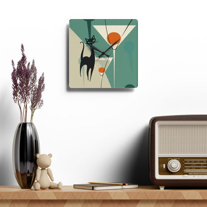 Mid Century Modern Wall Clock With Martin Motif  Mid-Century Modern Design for Cat Lovers