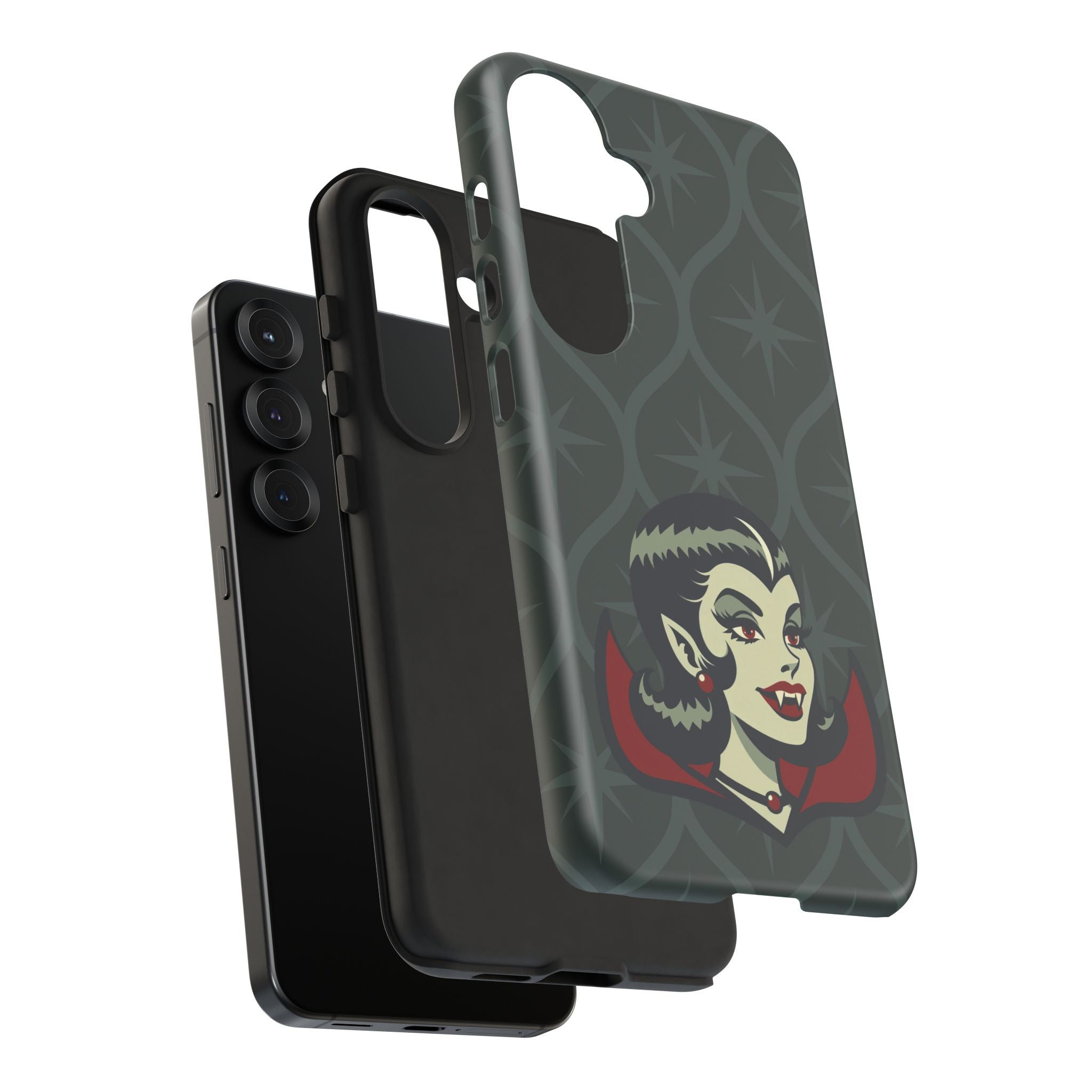 Vampire Dracula Girl Halloween Goth Horror Buff MCM Green Tough Phone Case