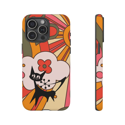 Atomic Cat, Retro Sunburst, Groovy Mod Smart Phone Tough Phone Cases