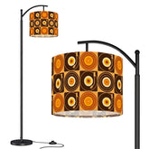 Groovy Retro Record Players, Brown Orange Yellow, Arc Floor Lamp - Mid Century Modern Gal