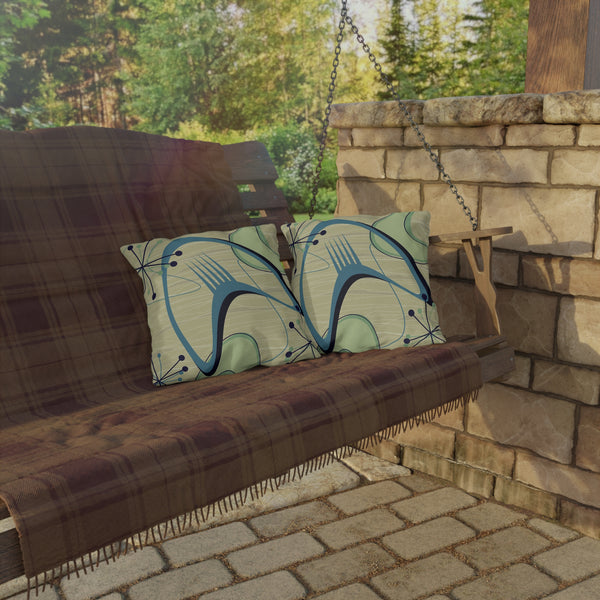 Mid Century Modern Atomic Boomerang Summer Garden Outdoor Pillows