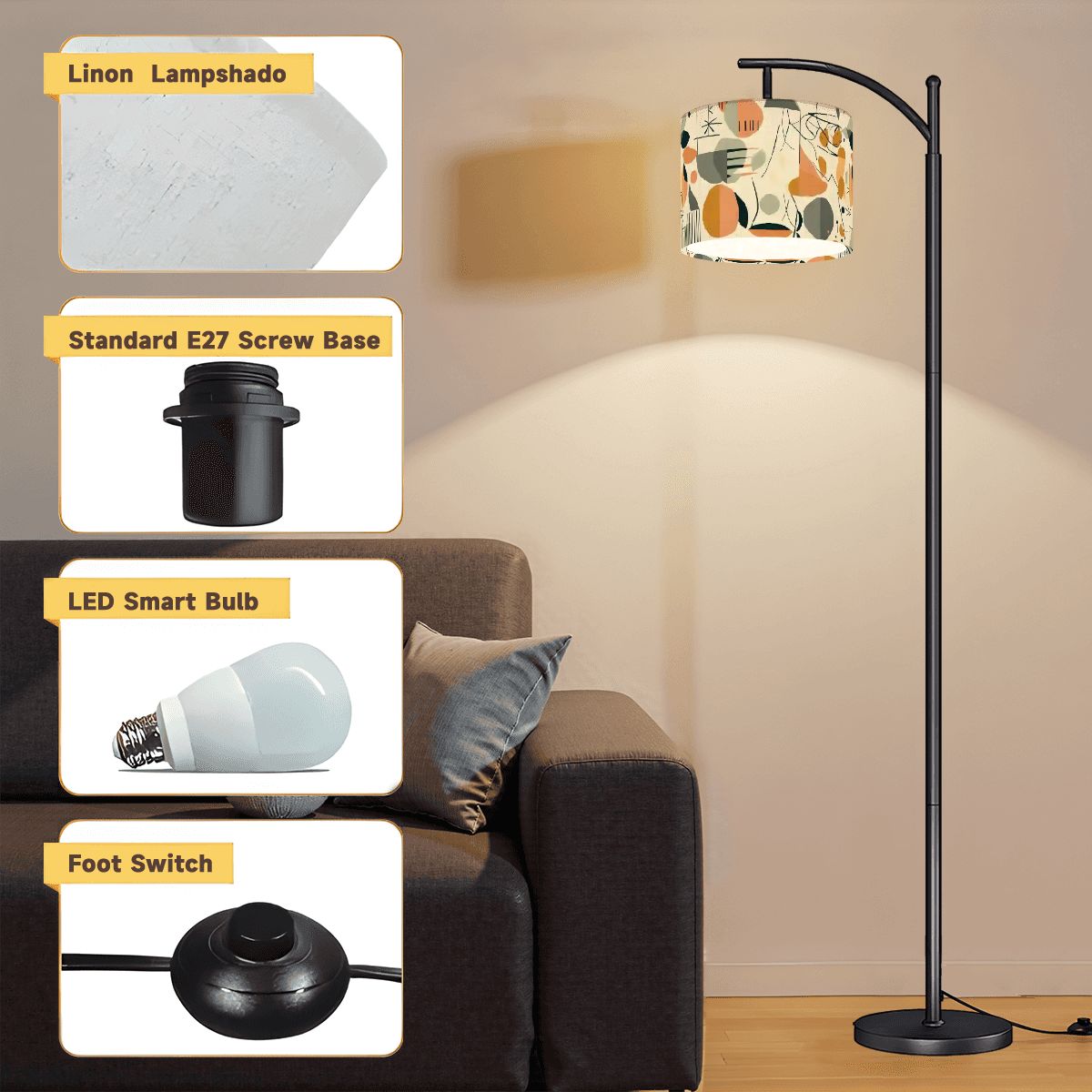 Modern Danish Scandinavian Abstract Designed Mid Century Modern Arc Floor Lamp - Mid Century Modern Gal