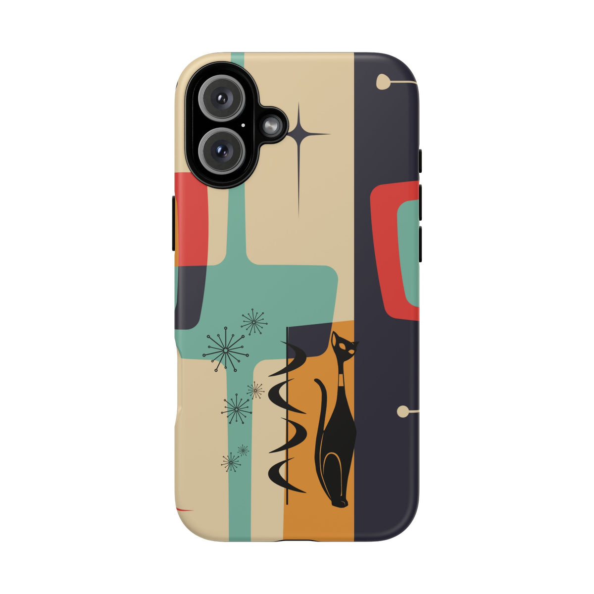 Mid Century Modern, Geometric, Atomic Cat Groovy Smart Phones Tough Phone Cases