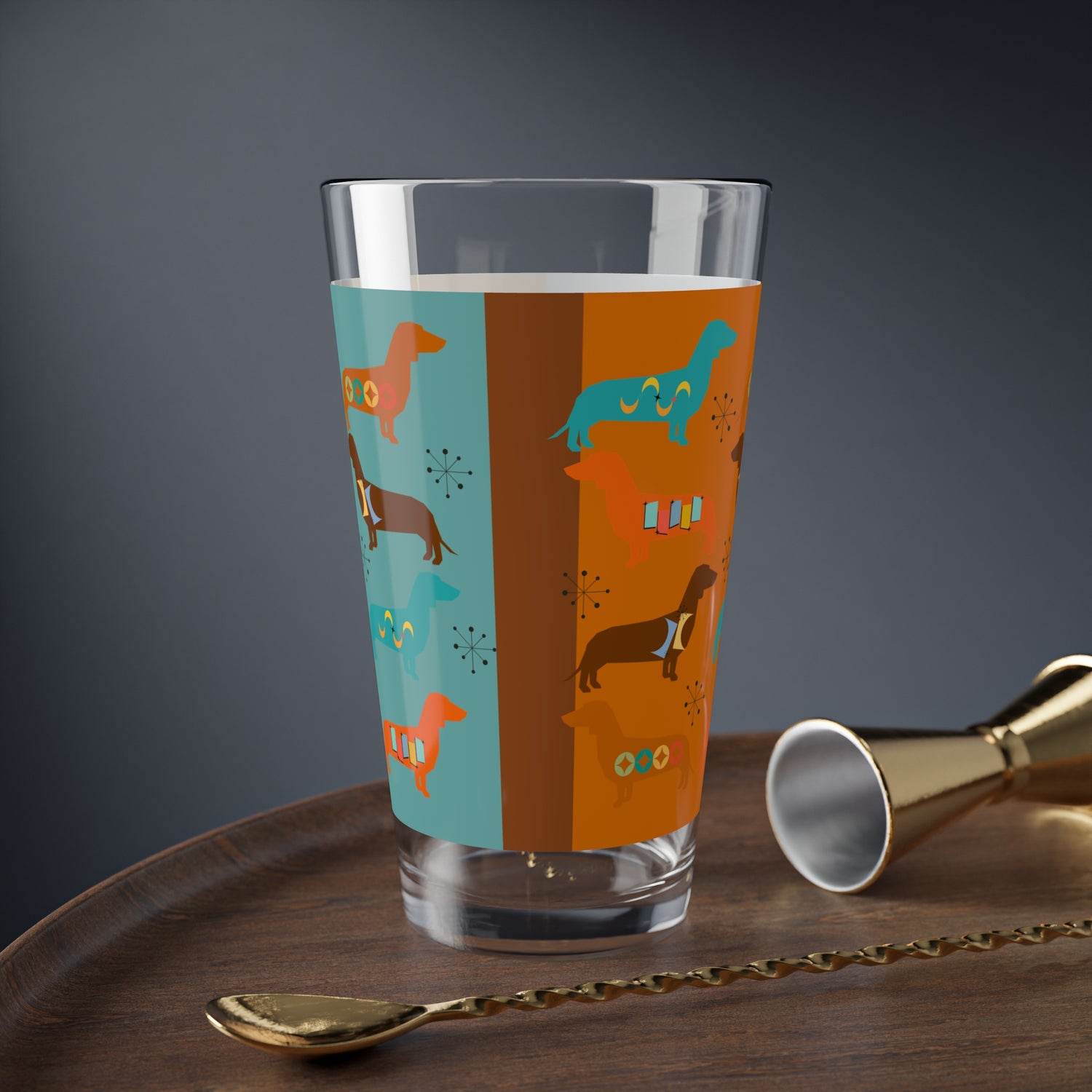 Mid Century Modern Retro Dachshund Festive Fun Mod Retro Drinkware - Mid Century Modern Gal
