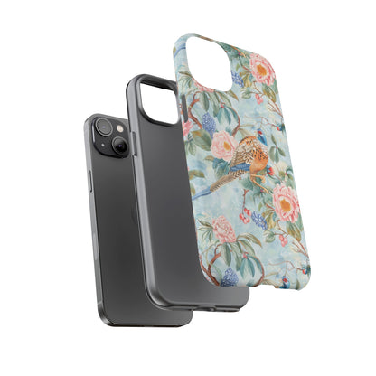 Chinoiserie Designed Floral Pheasant Phone Case with Bird Design